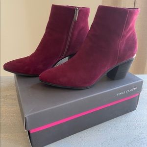 Vince Camuto Grasem Suede Ankle Bootie Size 9.5 in Color Ribbon Red